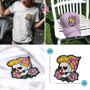 Parche Calavera Pino Lilie Créa: Estilo Gótico Duradero (10cm)