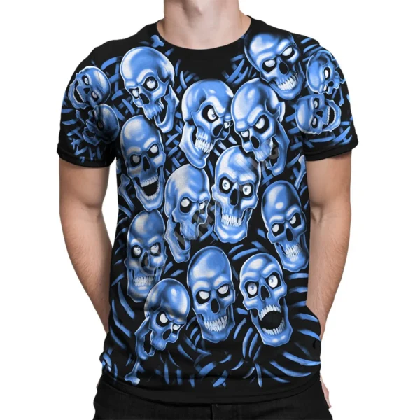 Camiseta Calaveras Liquid Blue: Estilo Audaz Todo el Año