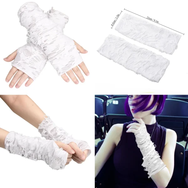 Guantes Punk Gótico Sin Dedos: Estilo Y2K para tus Noches