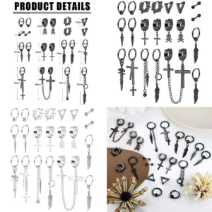 Conjunto MILACOLATO: Aros y Colgantes Góticos/Punk