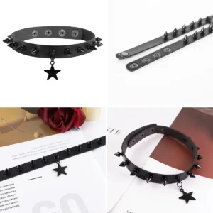 Choker Punk Gótico con Remaches y Luna MILAKO