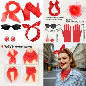 Kit Accesorios Makoto Nobu: Estilo Retro Rojo Vibrante