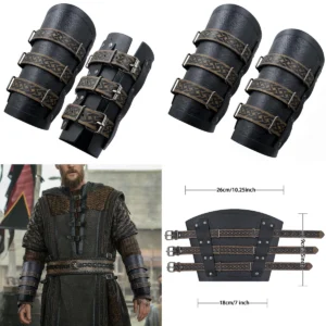 Guardabrazos Medieval Hebilla Cuero Falso