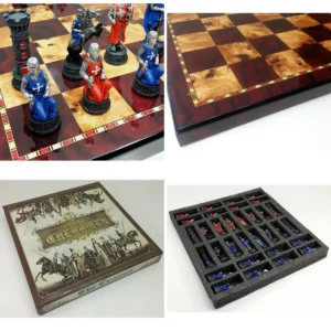 Ajedrez Medieval: Caballero Maltés Rojo/Azul 18"