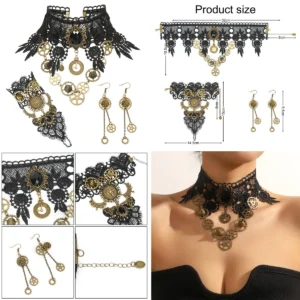 Accesorios Steampunk Gótico: Kit 3 Piezas Negro