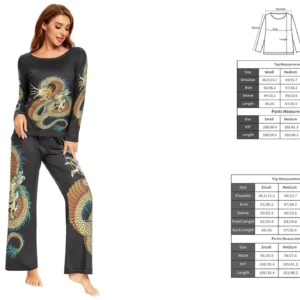 Pijama Dragón Japonés Satinado: Sueño Oriental Oscuro