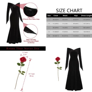 Vestido Gótico Vintage Morticia: Elegancia Oscura para Noches Inolvidables