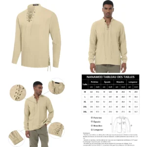 Camisa Vikinga Lino Algodón Hombre - Estilo Pirata Vintage