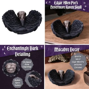 Cuenco Edgar's Raven: Tesoro Gótico para Joyas y Ocultismo