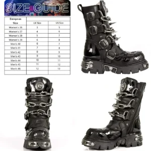 New Rock M.727-S1: Botas de Cuero con Calavera y Llamas
