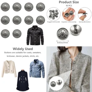 Botones Calavera Metal 21mm: Detalle Punk para tu Estilo