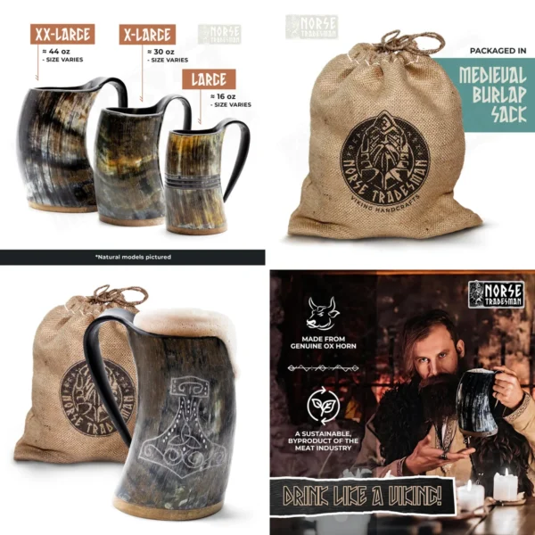 Jarra Cuerno Vikingo Mjolnir Premium - 500ml Auténtica