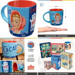Taza Retro Cacao Addicted: Tu Dosis Vintage Diaria