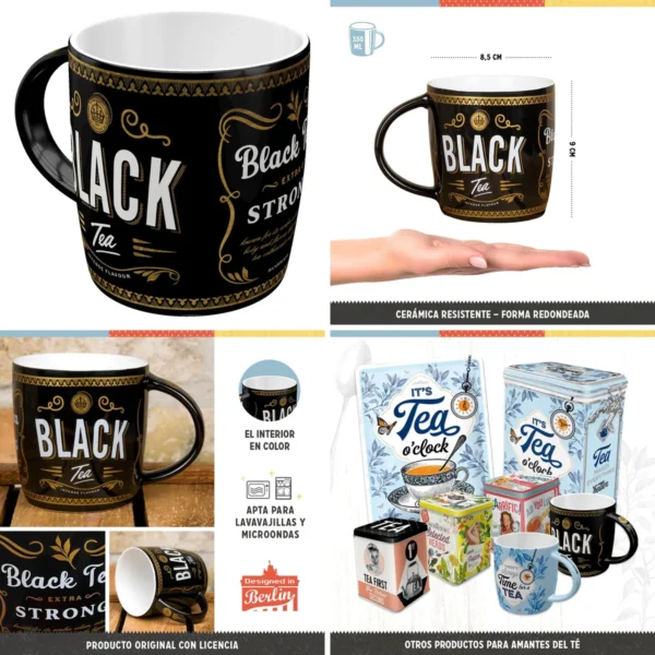 Taza Vintage "Black Tea": Estilo Retro para Tu Ritual Diario