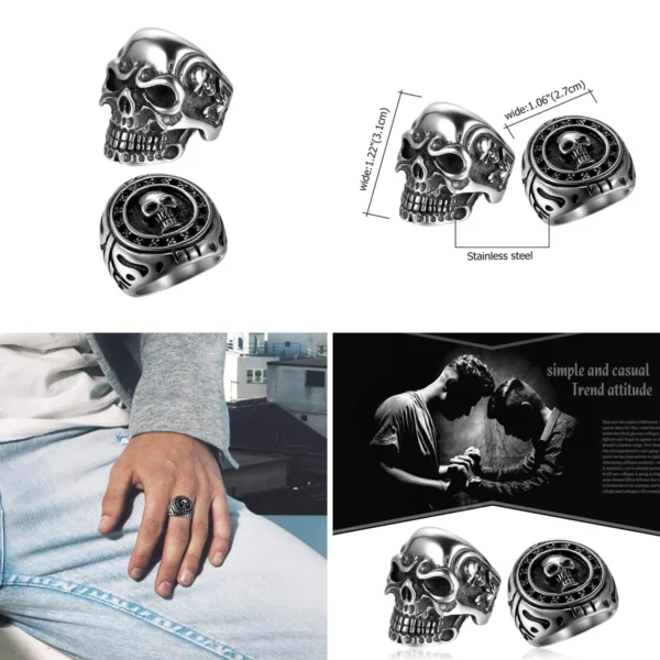 Anillos Calavera Acero: Estilo Gótico y Punk