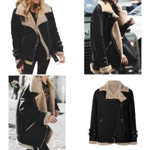 Abrigo Invierno Oversize Lana Sintética - Estilo Biker