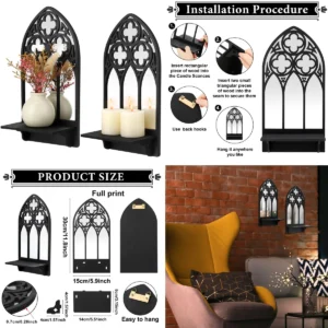 Candelabros Góticos: Estilo Catedral Negro para Pared