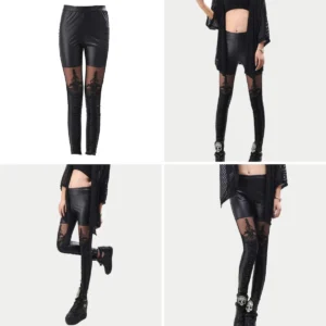 Leggings Góticos Mujer: Estilo Punk con Detalles Metálicos
