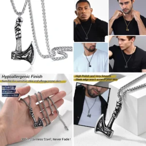 Hacha Vikinga Odin Lobo Fenrir Brújula Valknut Acero Vintage