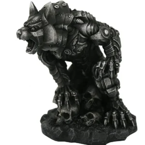 Hombre Lobo Steampunk: Escultura Metálica para Tu Guarida Oscura