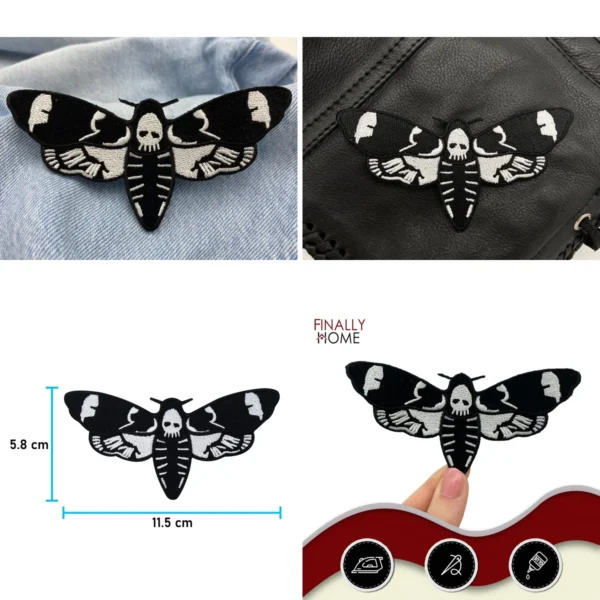 Parche Polilla Negra Calavera: Estilo Duradero para tu Look
