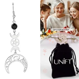 Pendientes Triple Luna Gótica: Amuletos Oscuros con Brillo