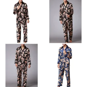 Pijama Satén Retro: Comodidad Oscura con Estilo