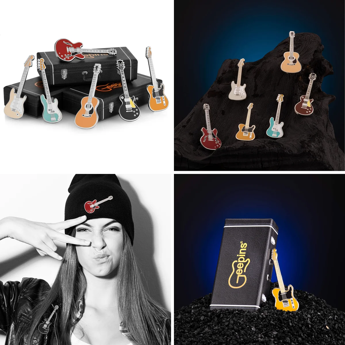 Pines Guitarra Esmalte: Pack 6 Joyas Musicales