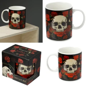 Taza Calaveras Rosas: Estilo Gótico para tu Café