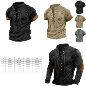 Camisa Medieval Lino: Estilo Pirata/Vikingo con Cordones