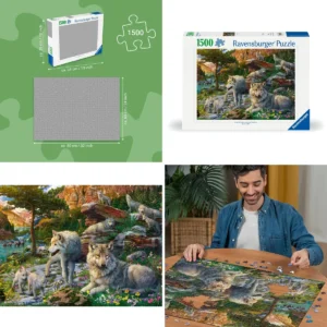 Puzzle Lobos en Primavera 1500 Piezas: Desafío Visual para Mentes Intensas