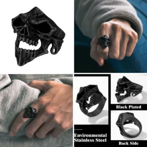 Anillo Tiburón/Dino/Calavera: Estilo Audaz Acero Inoxidable