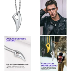 Collar Diente Lobo Nórdico: Estilo y Grabado