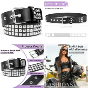 Cinturón Punk/Gótico Remachado Rierousy - Negro