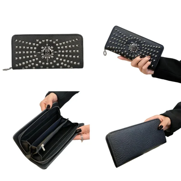 Cartera Punk Gótica Ro Rox: Calavera y Tachuelas para Tu Estilo