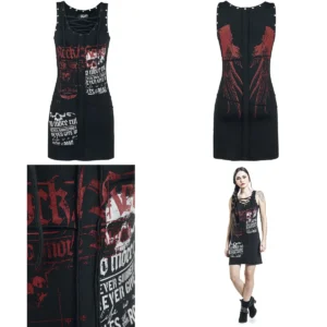 Vestido Negro Rock Rebel: Gótico Chic con Lazada