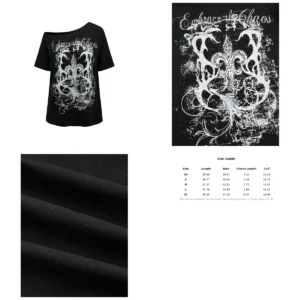Camiseta Gótica Hombro Descubierto: Oscura y Suave