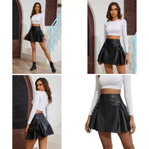 Falda Gótica Negra Plisada con Cadena: Estilo Rebelde