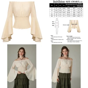 Blusa Renacentista Hombros Descubiertos: Encanto Gótico y Medieval