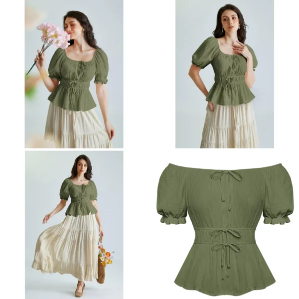 Blusa Renacentista Scarlet Darkness: Elegancia Gótica con Toque Romántico