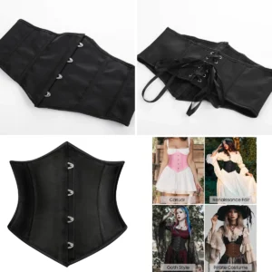 SCARLET DARKNESS: Corsé Steampunk Ajustable con Cordones