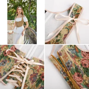 Corsé Renacentista SCARLET DARKNESS: Elegancia Medieval con Cordones