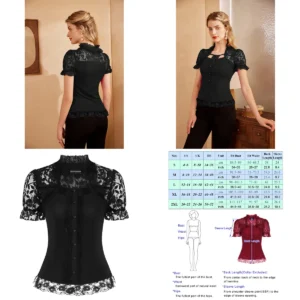 Blusa Steampunk Encaje Mujer: Elegancia Oscura