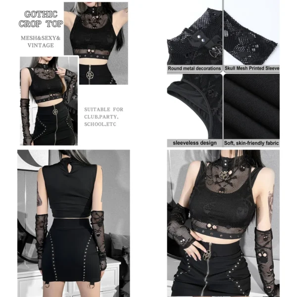 Top Gótico Negro: Estilo Y2K para Noches Inolvidables