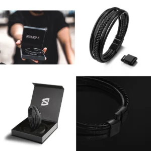 Pulsera Cuero SERASAR: Estilo Audaz para tu Look Alternativo