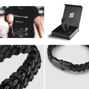 Pulsera SERASAR Cuero Premium: Estilo Gótico y Rock