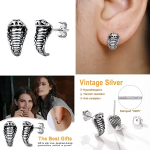 Pendientes Plata 925 Gótico Calavera Rock