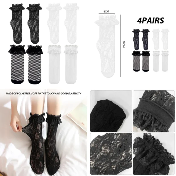 Calcetines de Encaje Plisado: Estilo Gótico y Alternativo