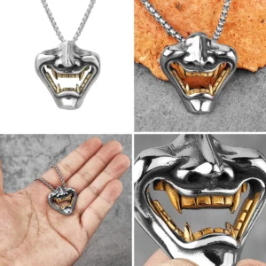 Collar Diente Demonio Titanio: Estilo Gótico y Punk