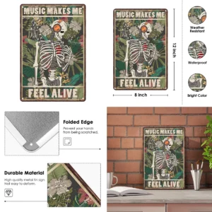 Letrero Calavera Esqueleto Vintage: Decoración Rockera Única